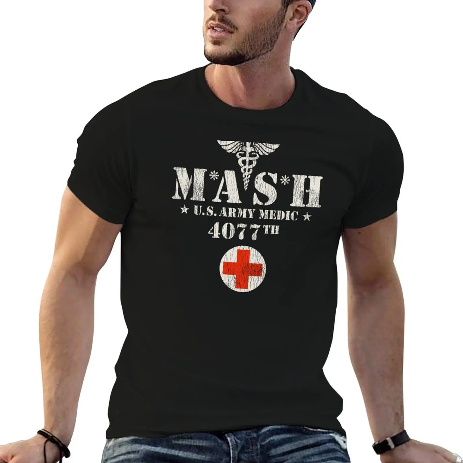 Mash TV Show Worn T-Shirt Basic Casual Short Sleeve Cotton Shirt