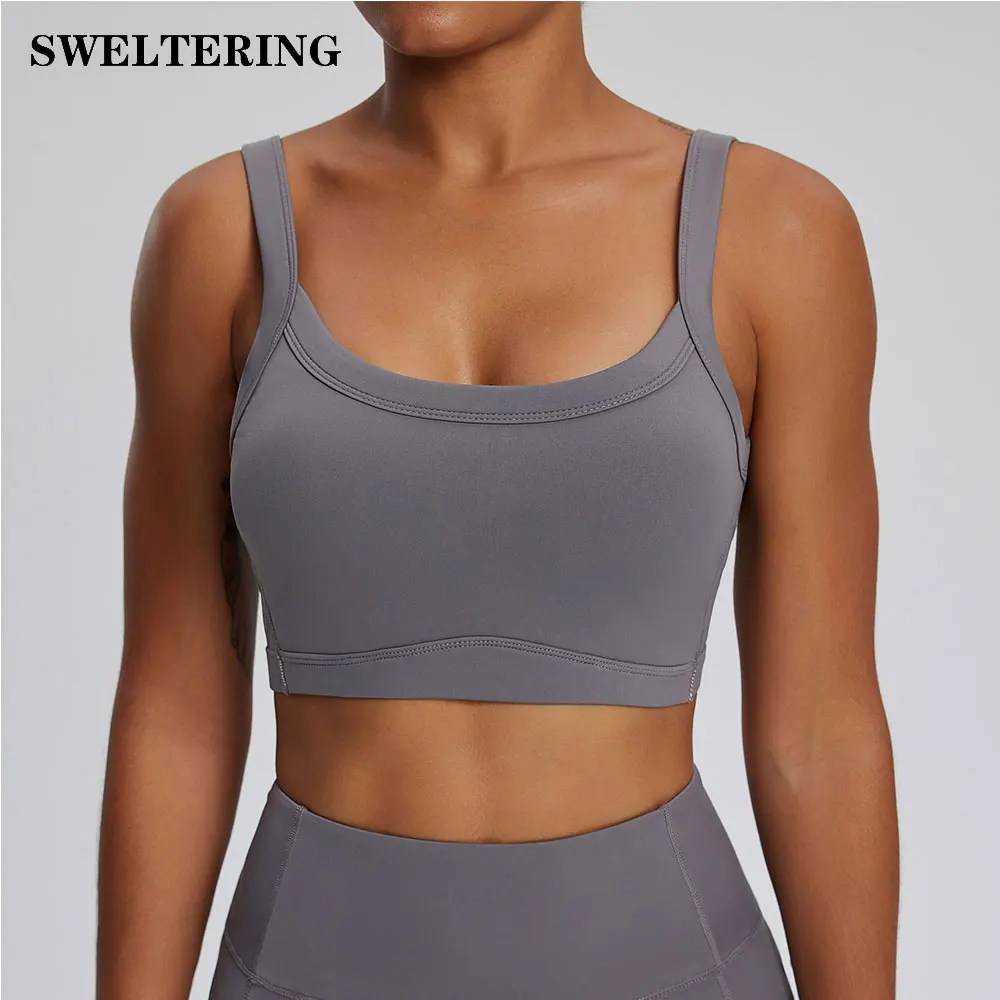 Damski top na ramiączkach Gym Yoga Bra Wyściełany biustonosz sportowy Wyjmowany trening Push Up Crop Top Bieganie Fitness Biustonosz Sportowa odzież