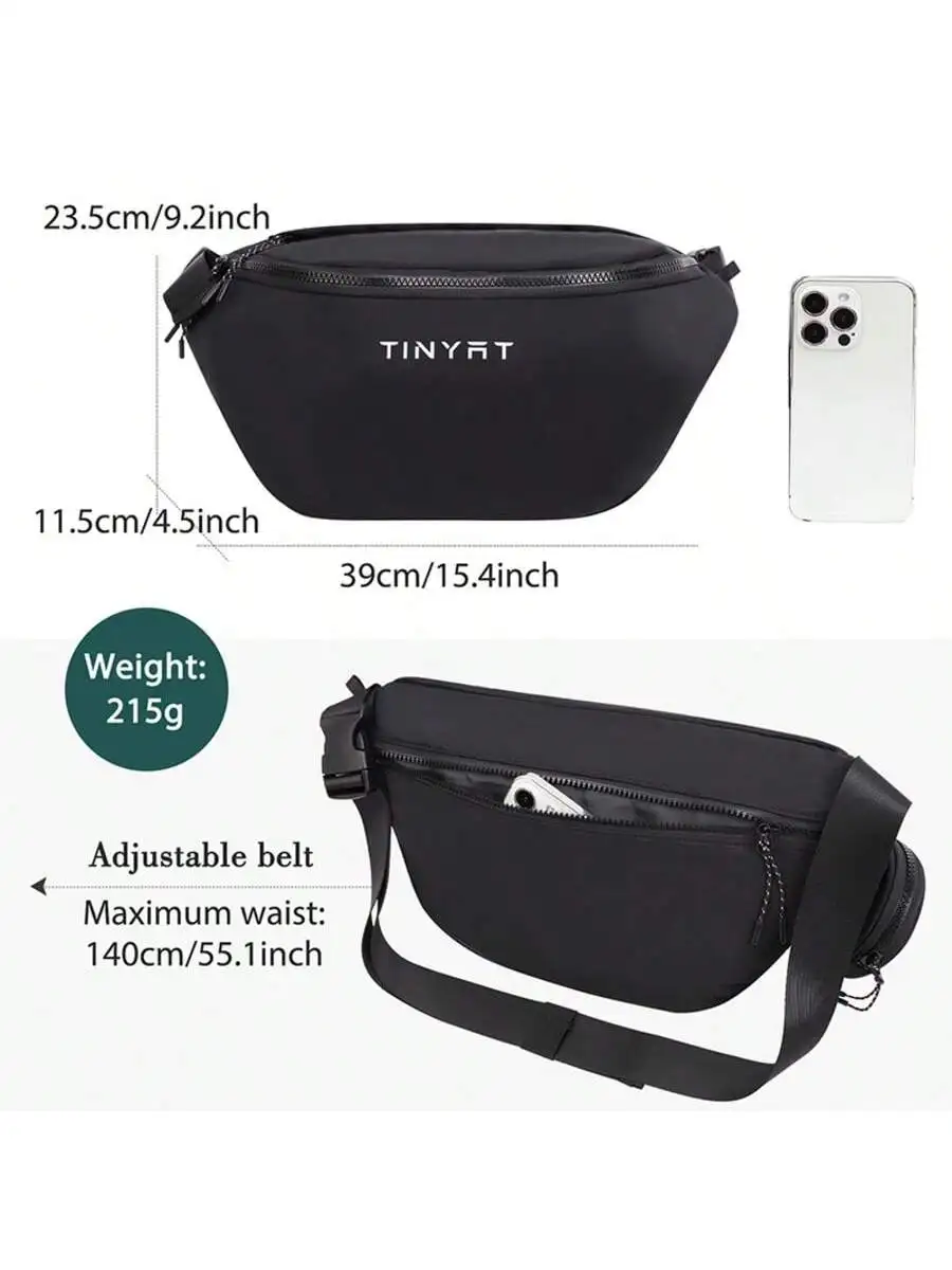 TINYAT Casual Minimalist Waist Bag TINYAT Print Lightweight Crossbody Bum Bag for Commuting and Sports