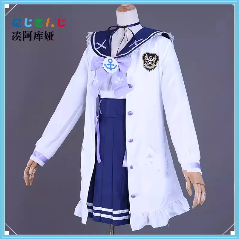 

Minato Aqua Cosplay Costume VTuber Hololive Anime Women Sailor Outfit JK Uniform Role Play Clothing Halloween Party Suit Stock