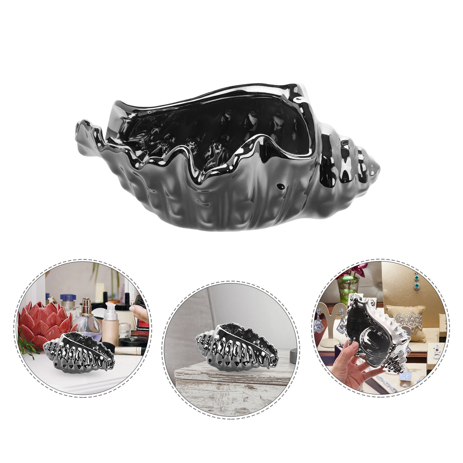 

Jewelry Ceramic Ring Tray Trinket Dish Ceramics Display Plate Holder Conch Storage