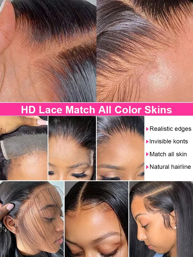 280% 42 30Inch HD Lace Front Human Hair Wig Bone Straight 13x6 Transparent Hd Lace Frontal Human Hair Wigs Pre Plucked For Women image 6