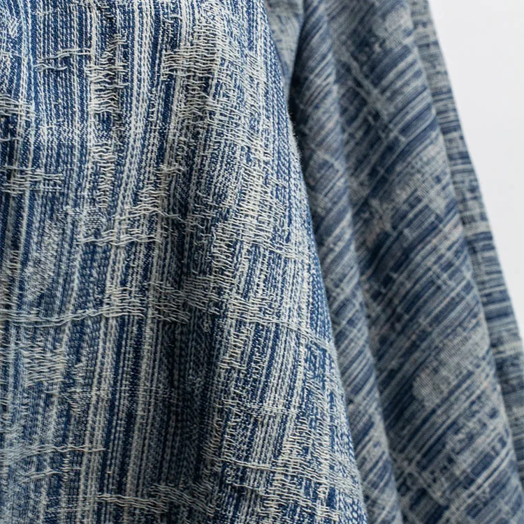 

1 ярд, стираная джинсовая ткань, горизонтальная и вертикальная бамбуковая жаккардовая ткань для шитья, пальто, костюм, сумка, дизайнерская ткань для одежды