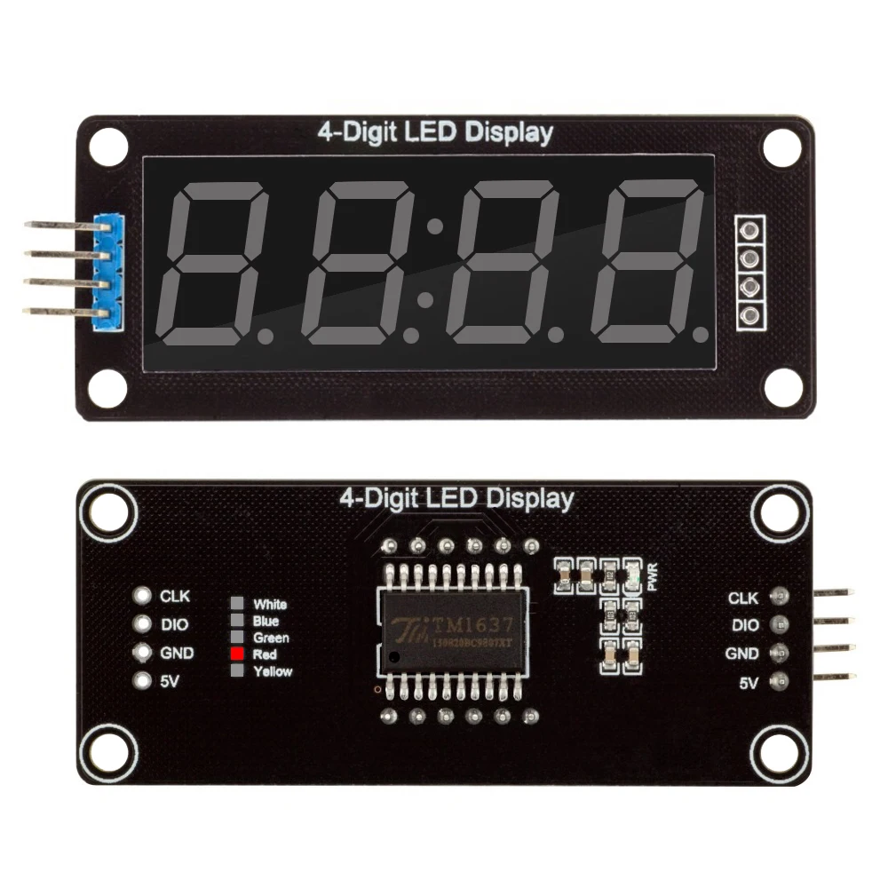 TM1637 Moduł wyświetlacza LED dla Arduino 4 cyfry 7 segmentów 0,56 cala Wskaźnik zegara czasu Moduł tuby Czerwony Niebieski Zielony Żółty Biały