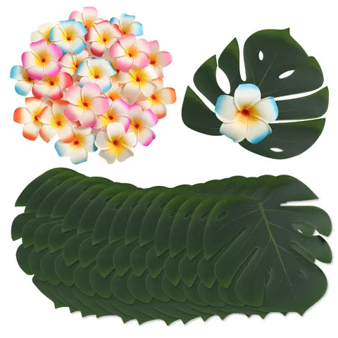 10/20/30PCS Hawaii Artificial Palm Leaf Turtle Back Leaf Foam Artificial Flower Jungle Beach Table Decoration Wedding Birthday