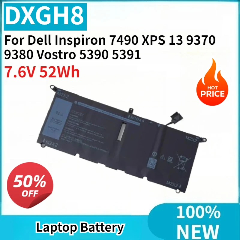 For Dell Inspiron 7490 XPS 13 9370 9380 Vostro 5390 5391 Laptop Battery 7.6V 52Wh DXGH8 Replaceable Battery High Quality
