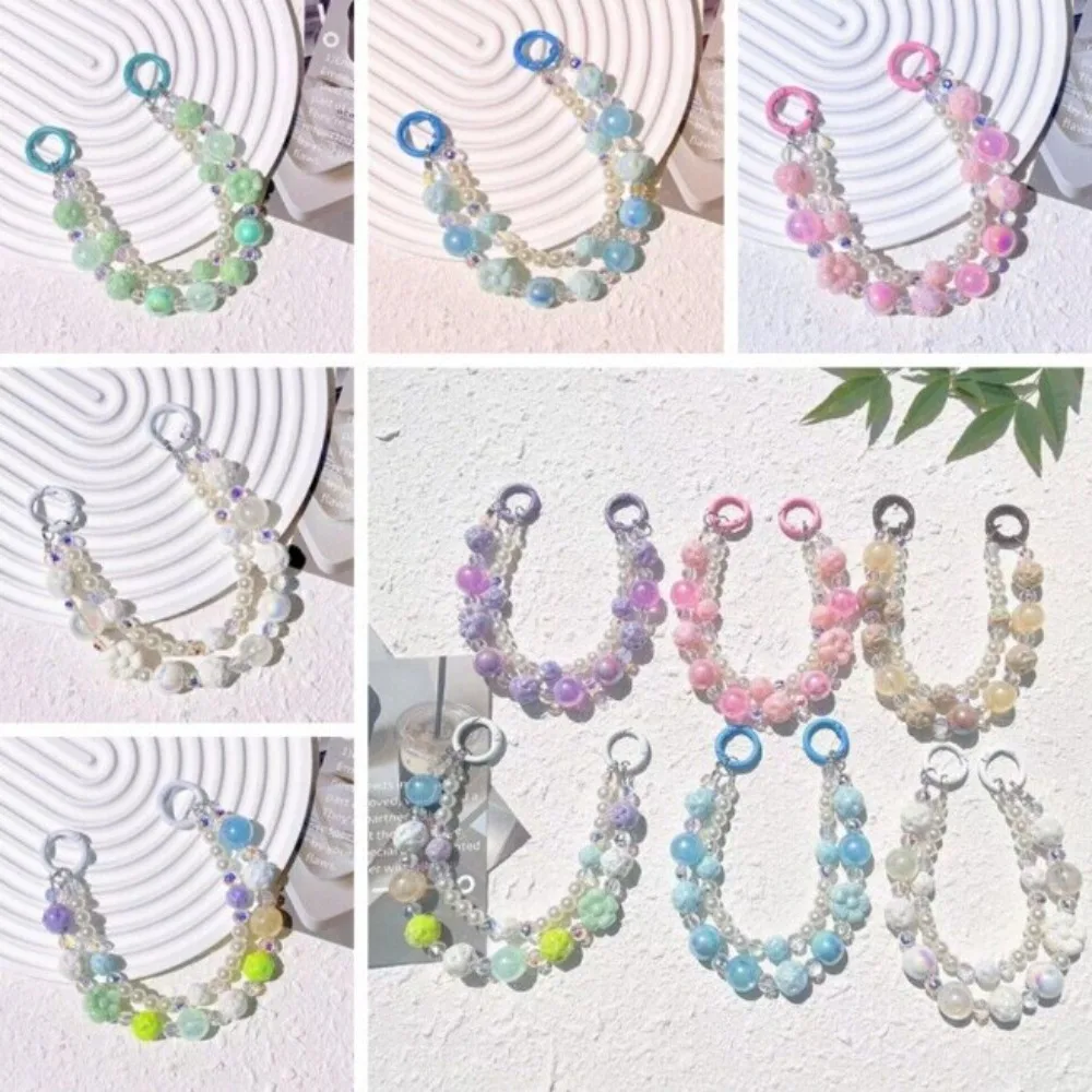 Durable Acrylic Beaded Keychain Accessories Ornament Phone Chain Crystal Pendant Keychain
