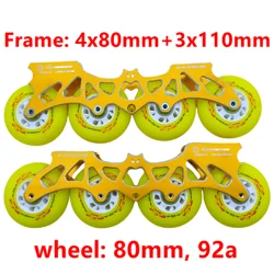 2 in 1 skate frame 243mm flat 4x80mm 3x110mm with wheel 80mm 92a