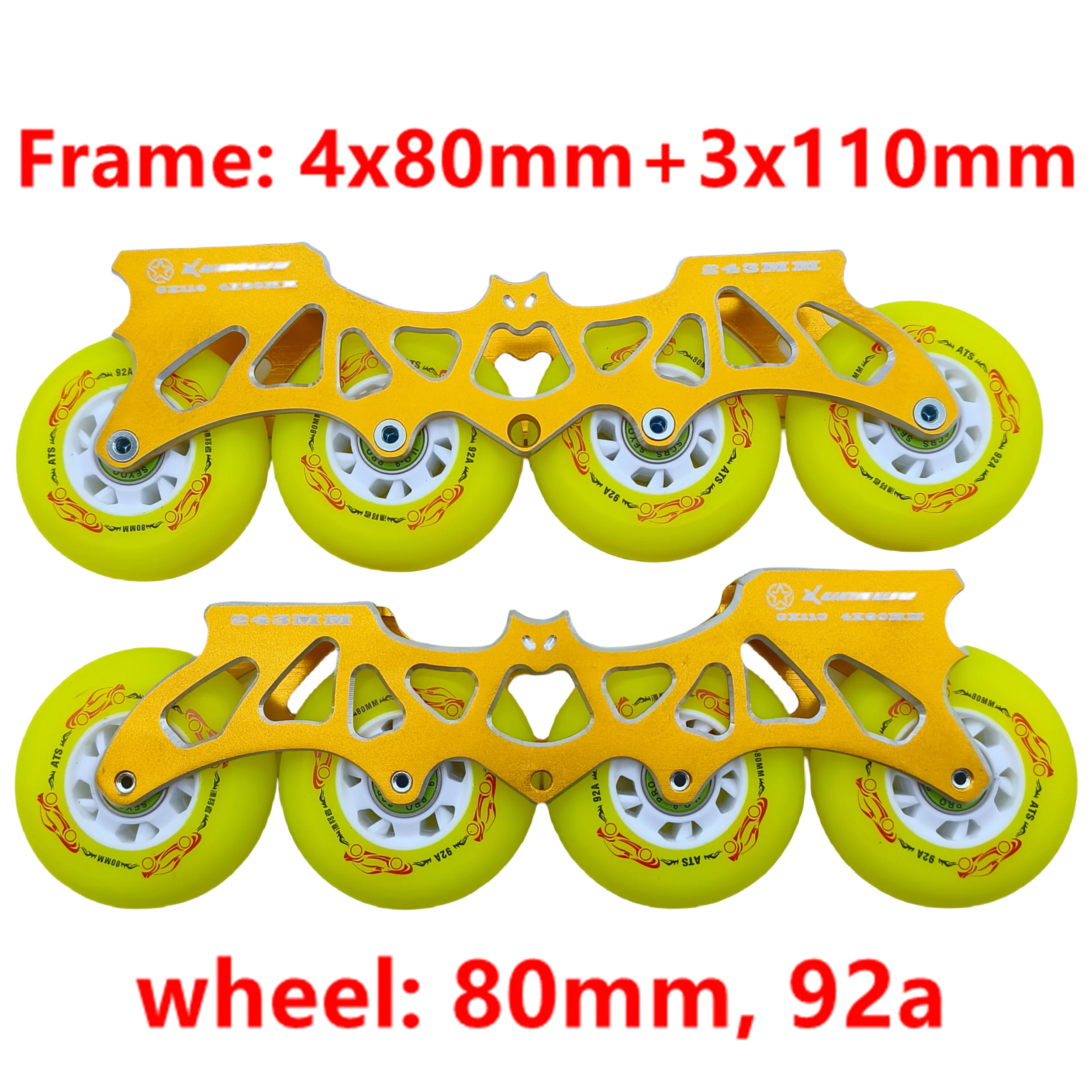 Rama do jazdy na łyżwach 2 w 1 243 mm płaska 4x80 mm 3x110 mm z kołem 80 mm 92a
