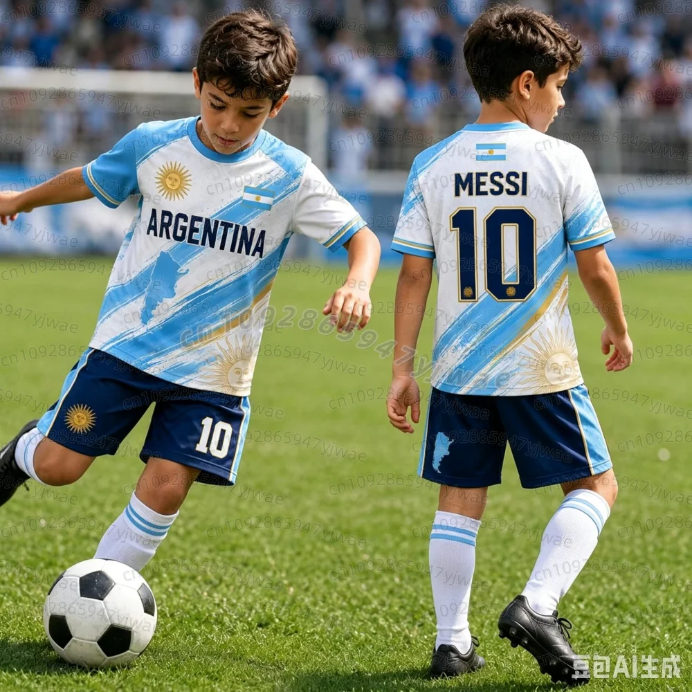 2026 BOYS Harajuku Argentina  Messi 10 Football Jersey Shorts Tee Set Women Men Kids Shirt And Shorts Summer Fans 2 Piece Sets