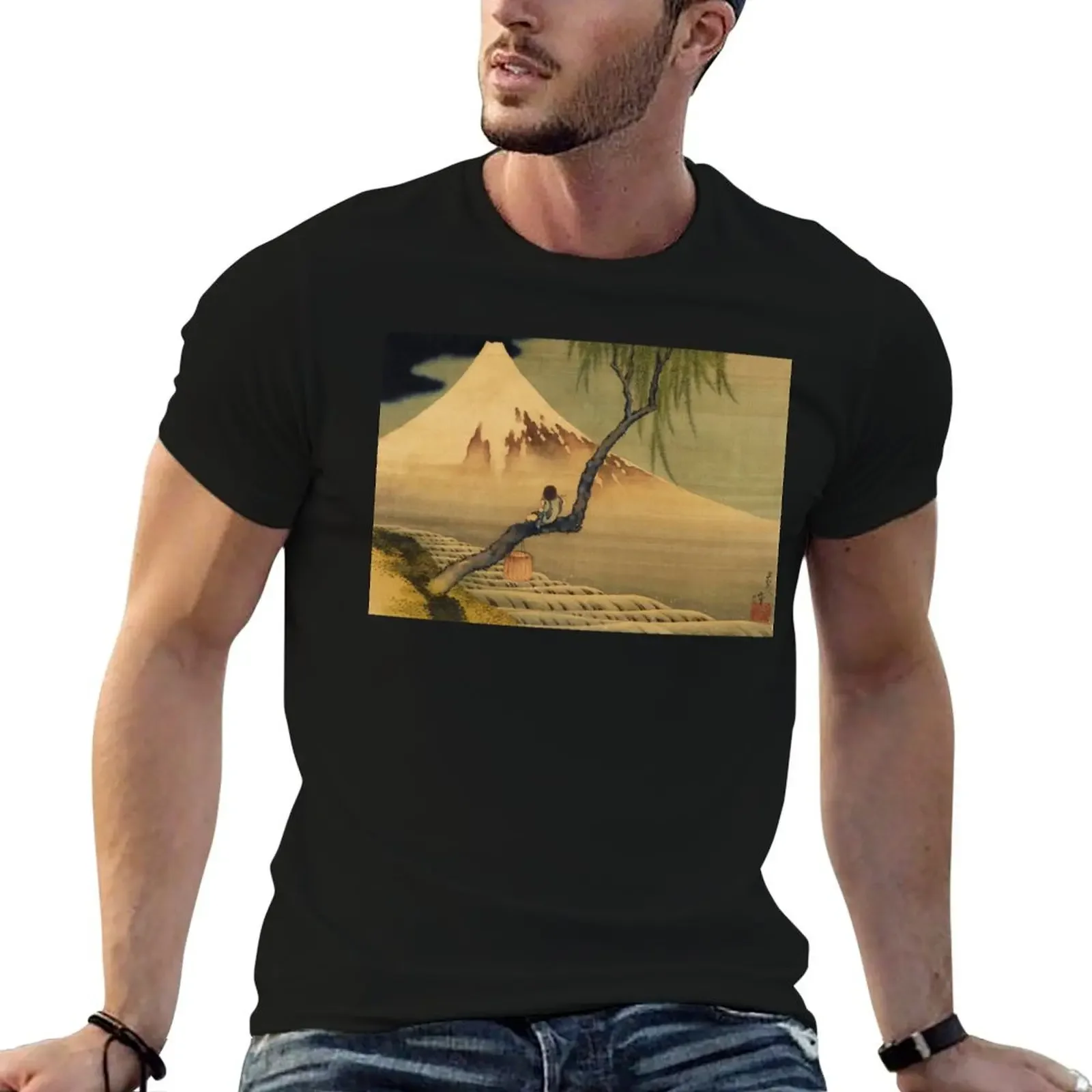 Katsushika Hokusai Boy Viewing Mount Fuji Classic Japanese Painting T-Shirt essential t shirt t shirts men