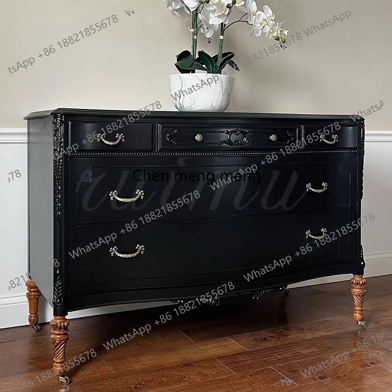 

Французский комод из цельного дерева, прикроватная тумбочка для спальни, резной шкаф для хранения из бука в гостиной