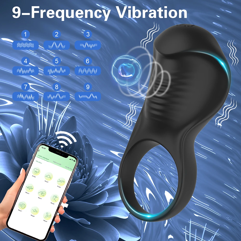 APP التحكم هزاز خاتم الديك للرجال تأخير القذف القضيب الدائري الجنس لعب قفل Penisring كوكرينج الكبار الذكور الجنس لوازم 18 #2