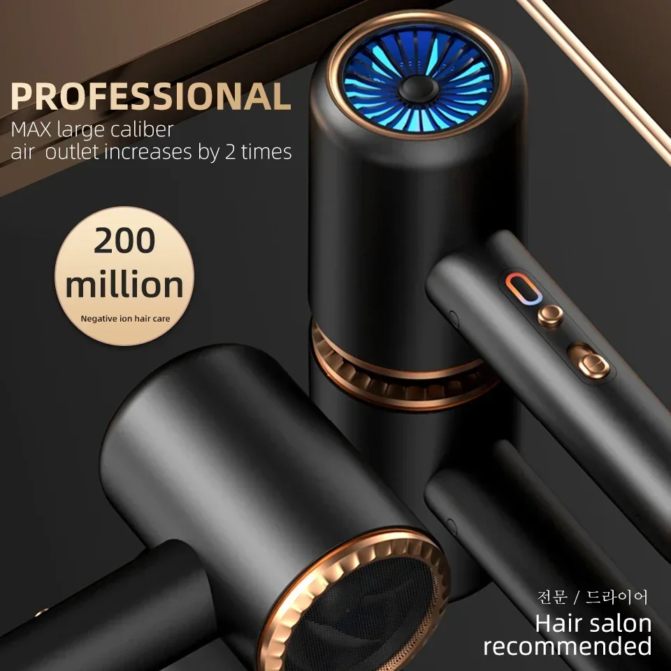 เครื่องเป่าผมมืออาชีพลมร้อนเย็น Air Brush เครื่องเป่าผม Lonic Blow Dryer Strong PowerDryer Salon เครื่องมือ 2400W 3th เกียร์