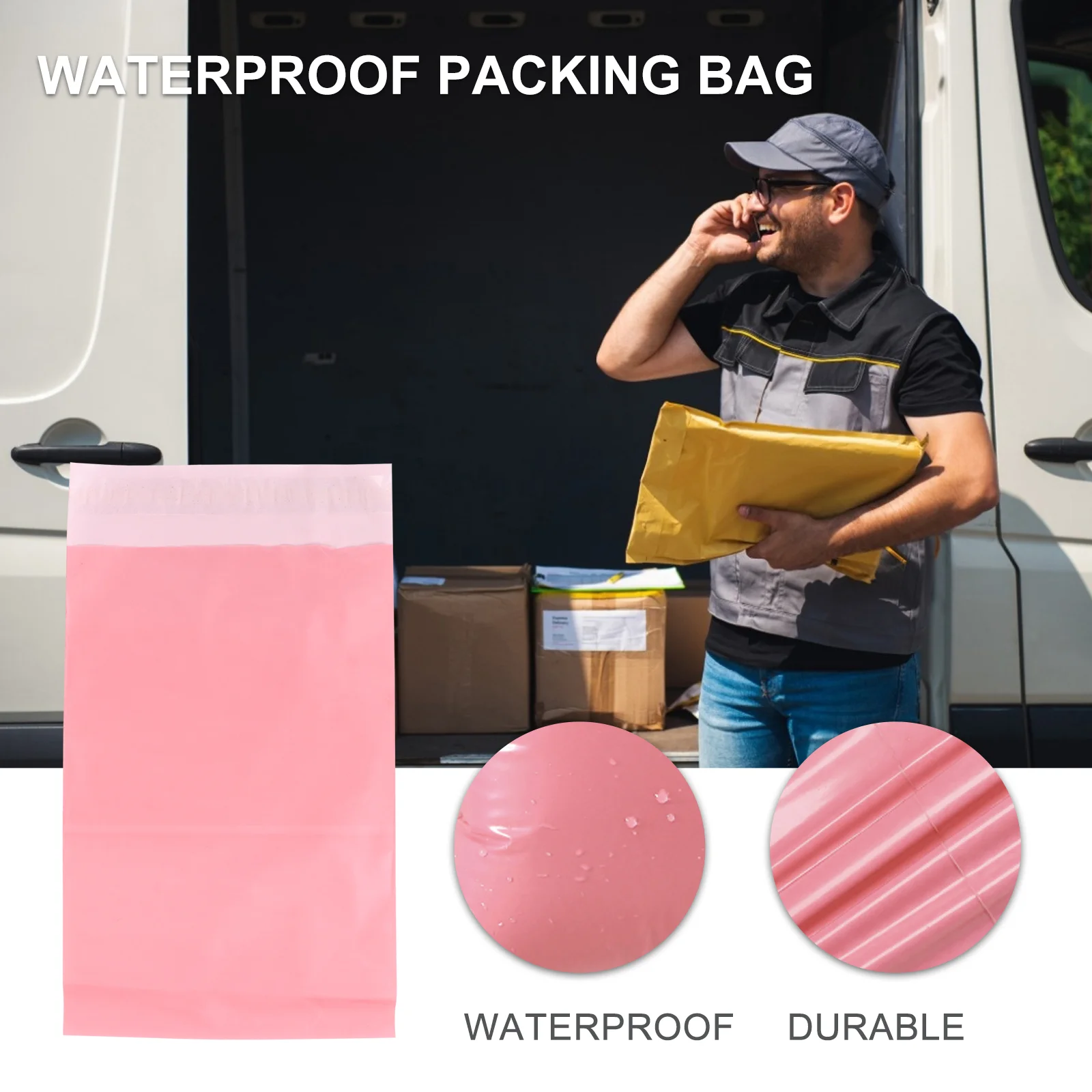 200 Pcs Pink Courier Bag Mailer Envelopes Waterproof Bags Tear Mailers Express Delivery