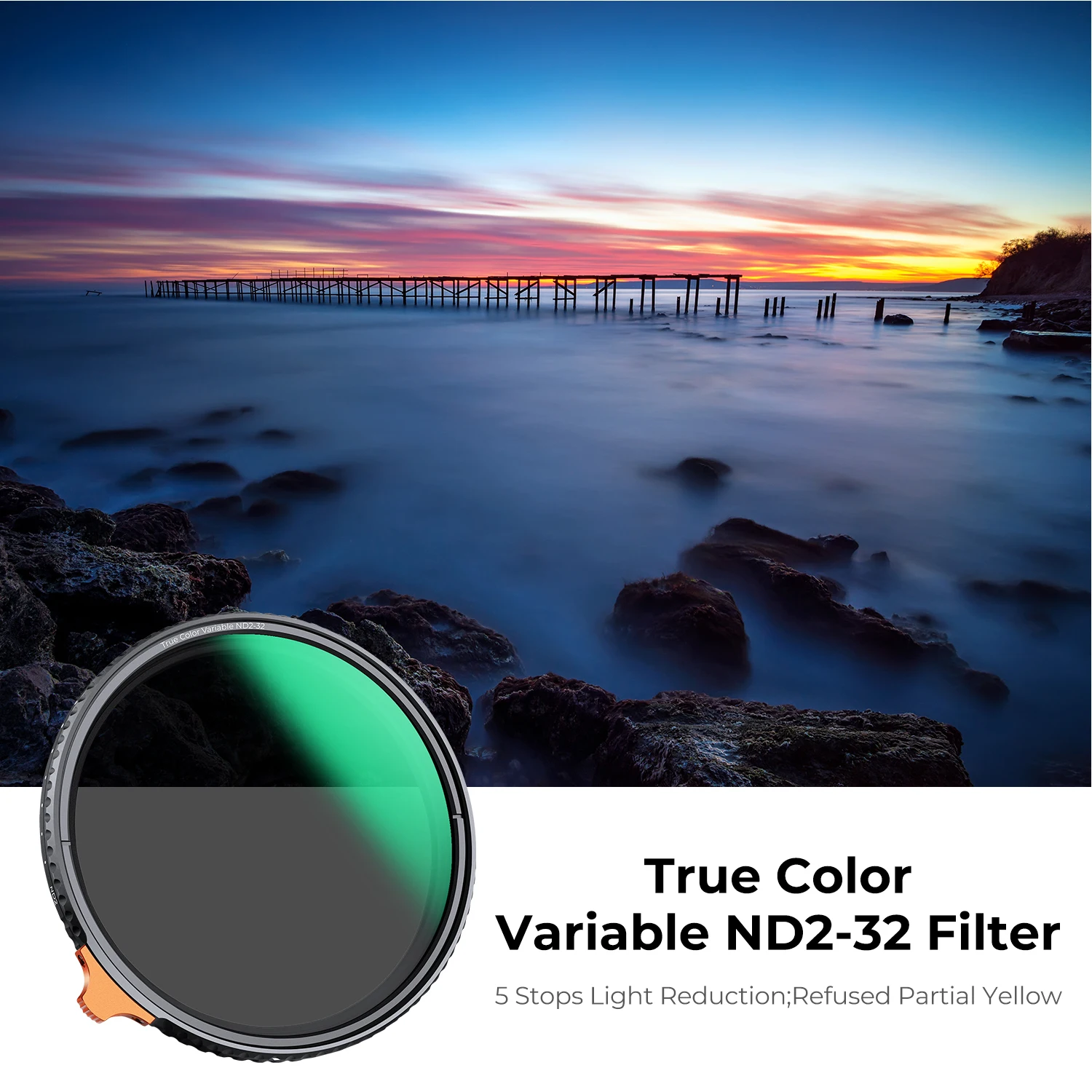 K&F Concept Nano-X Series True Color Fader Variable ND2-32 ND Filter for Camera Lens 49mm 52mm 55mm 58mm 67mm 72mm 77mm 82mm