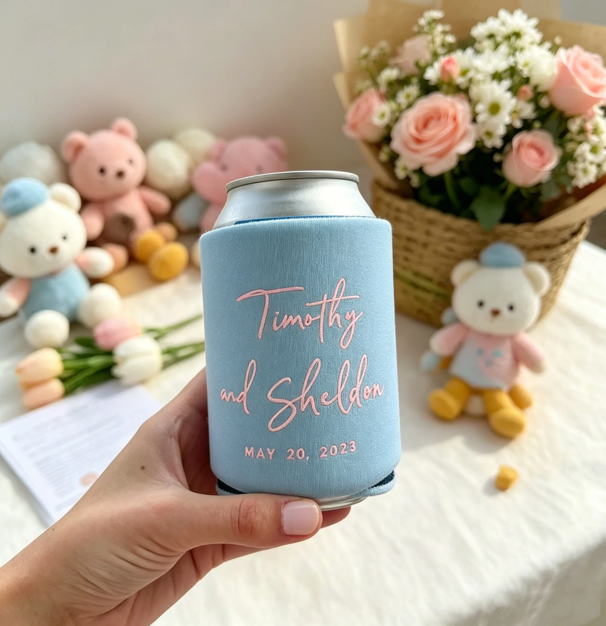 

10/20/30pcs Custom Dog Can Holder - Wedding Pet Cooler with Personalized Art