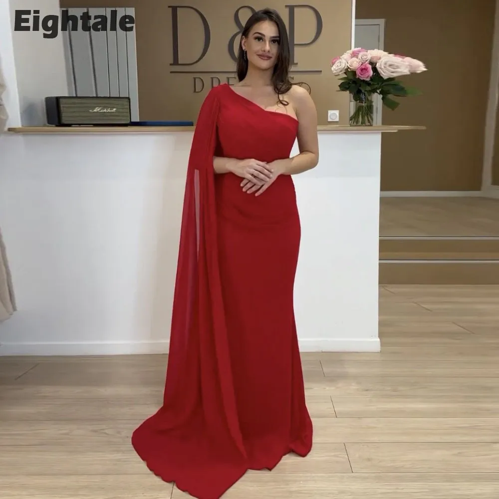 

Eightale Vintage Evening Dress One Shoulder Chiffon Cap Sleeves Mermaid Prom Wedding Dress Party Gown Robes De Soirée