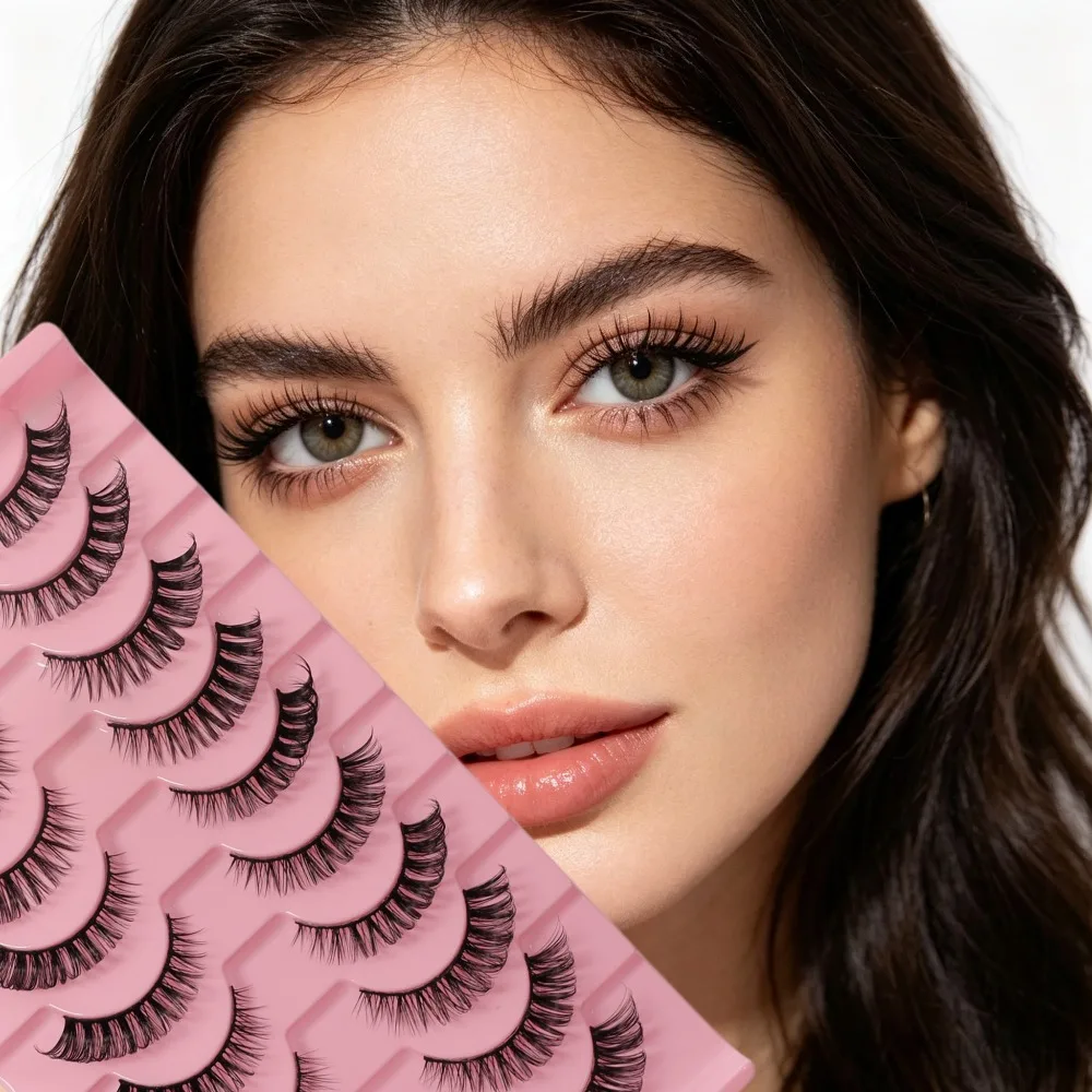 10 pairs of fluffy fake mink eyelashes 3D fake eyelashes Russian curly eyelashes fake eyelashes