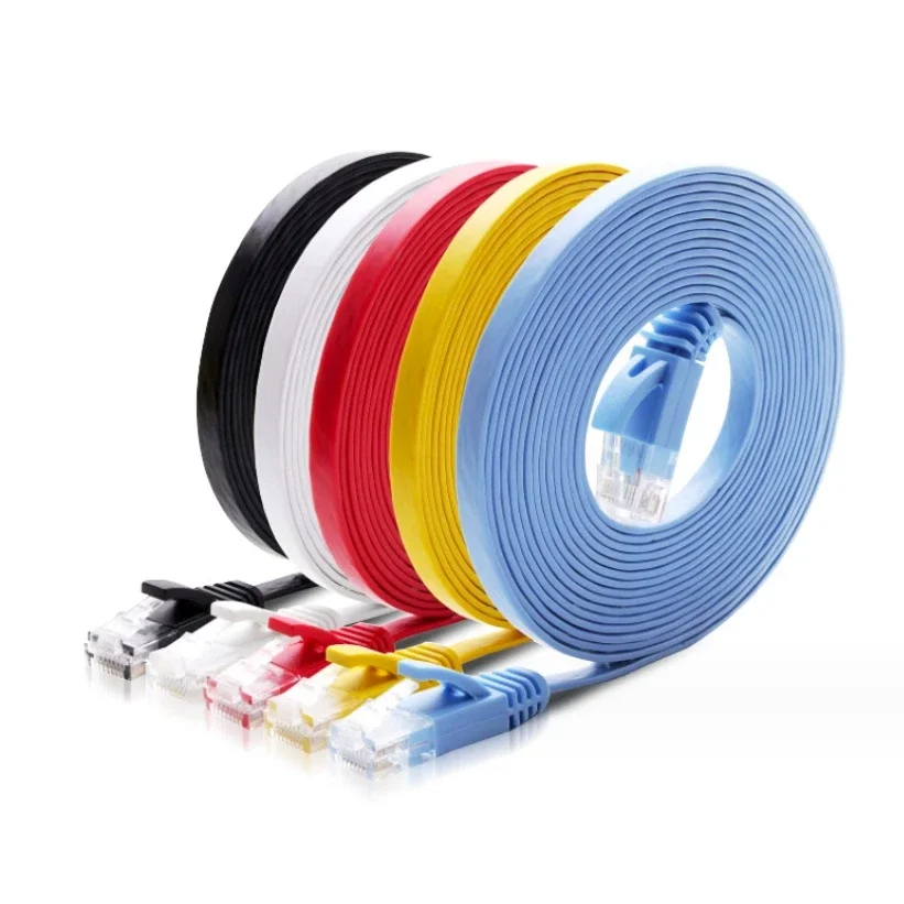 0,2m 0,5m 1m 2M 3m 5m 10m 15m 20m 30m kabel CAT6 Płaski kabel sieciowy UTP Ethernet RJ45 Patch LAN czarny biały