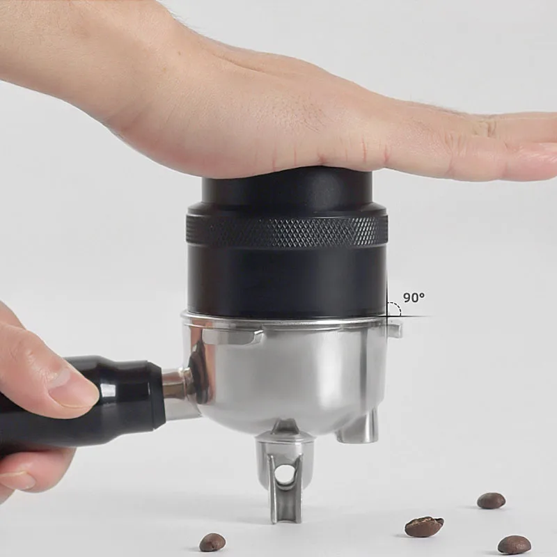 51/53/58mm Coffee Tamper Stainless Steel Flat Base Spring Press Balanced Fixed Force Coffee Distributor Espresso Tools