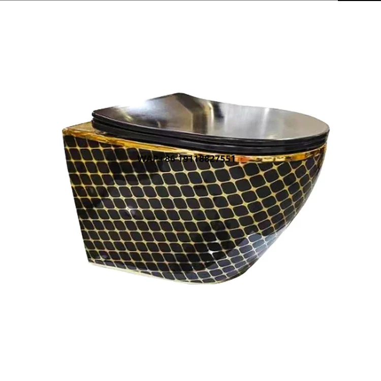 

Подвесной унитаз для дома, сантехника, аксессуары для ванной комнаты, золотой керамический унитаз