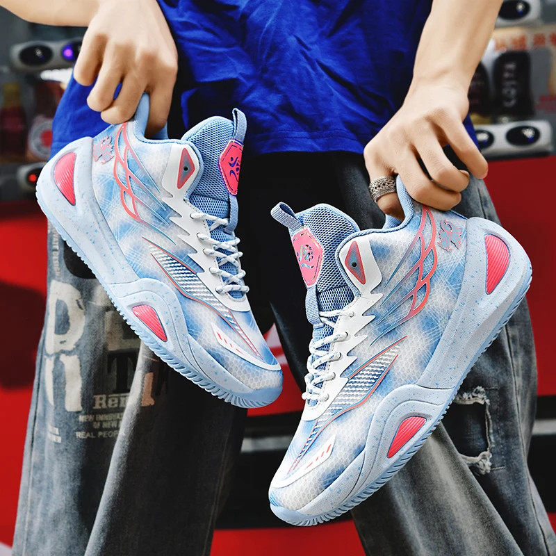

Youth non slip basketball training sneakers lightweight versatile mesh wear resistant cushioned upper outdoor daily sports shoes