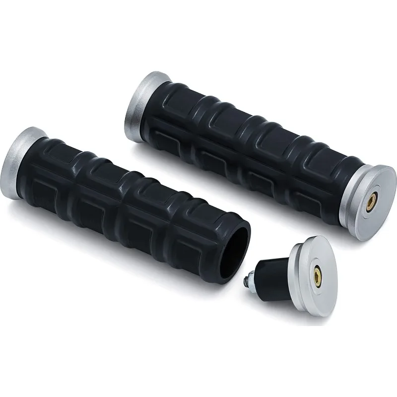 

Kuryakyn 6676 Dillinger Handlebar Grips: Universal Fit for Motorcycles with 1" Diameter Bars, Silver, 1 Pair