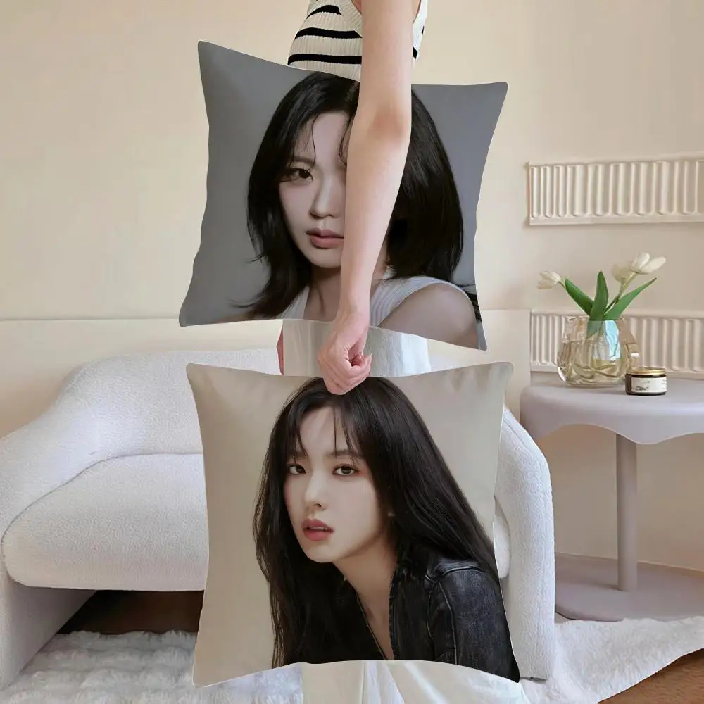 Versatile Charismatic Actress K-Kim Ji Wons Cushion Cover Washable Linen Pillowcase Soft  for Daily Sofa Bed Home Room Decor
