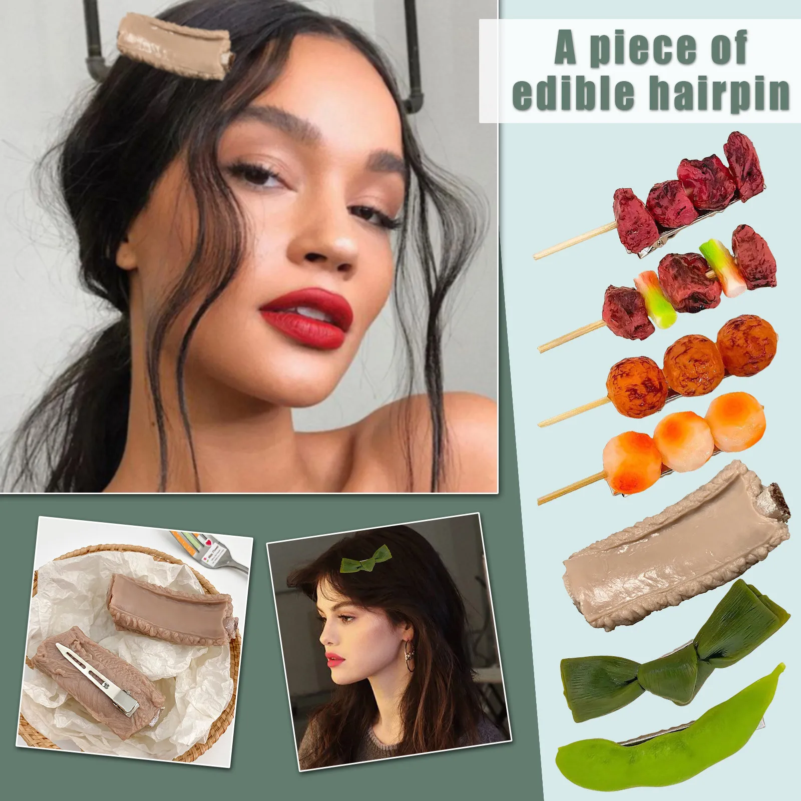 

Giant Clip Clear Net Hairpin Hairp Skewer Edamame Stewed Ribs Grilled Hair clip Big Hair Clips Leopard Metal