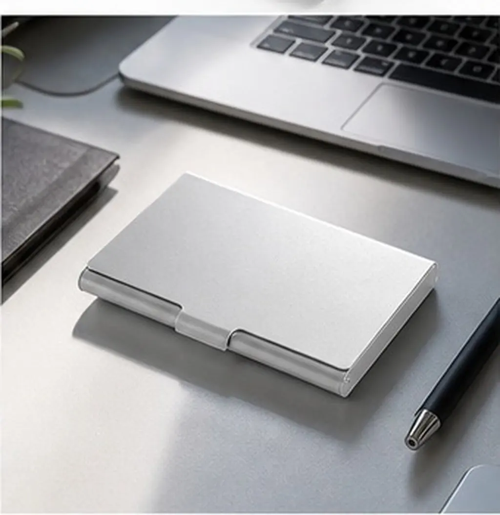 Modern Desktop Business Card Holder Box Aluminium Card Storage Container Strong Sturdy Easy Carry for Offices Clinics Trade
