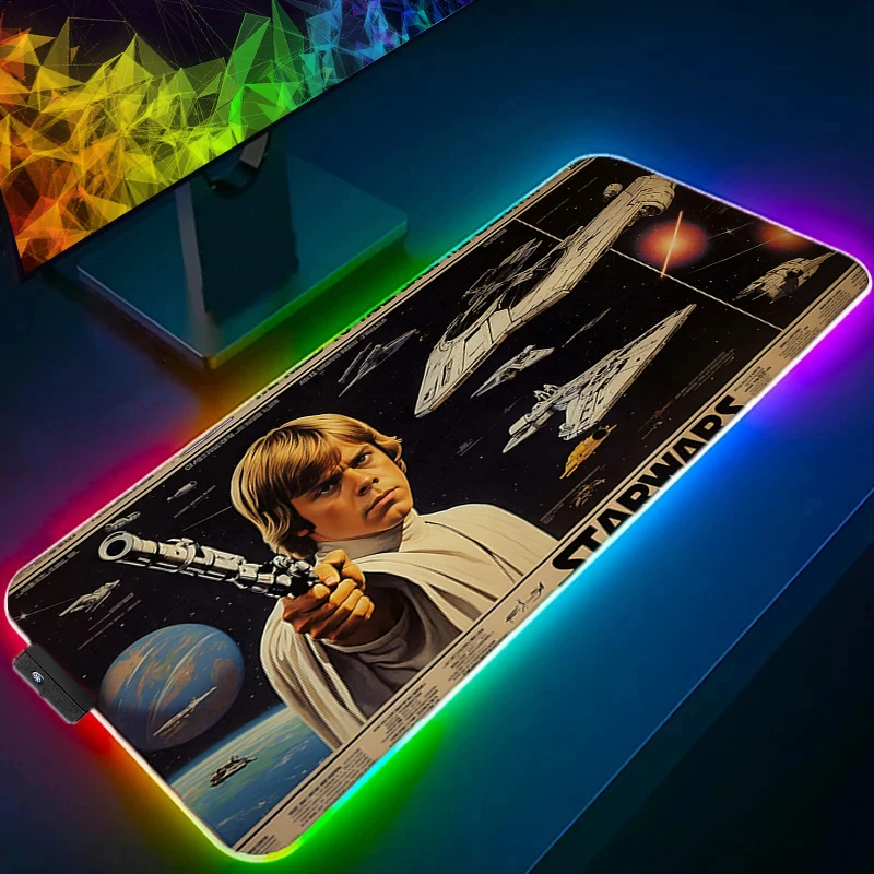 RGB LED ماوس الوسادة المطاطية الألعاب S-star W-wars اكسسوارات ألعاب خزانة السجاد مكتب الكمبيوتر حصيرة مكتبية لوحة المفاتيح