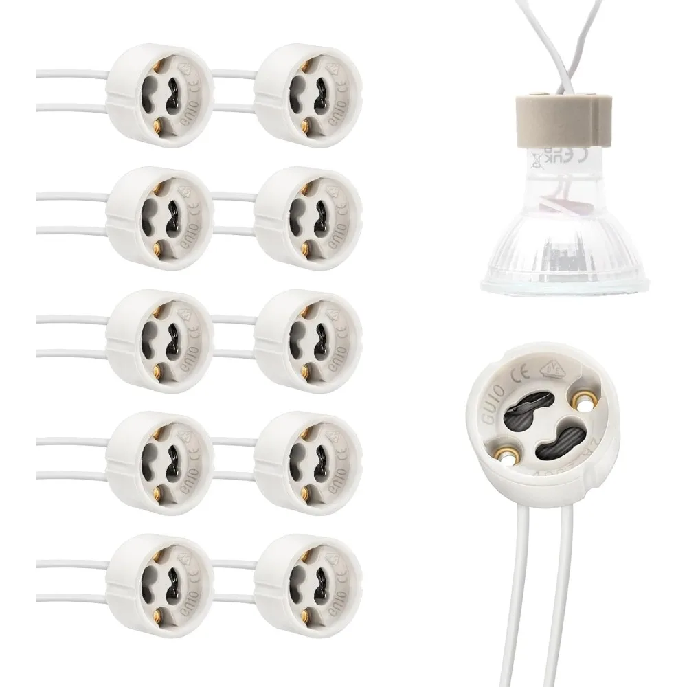 MR16 GU10 Socket Lamp Holder Bulb Base with Wire Ceramic Halogen Pottery Adapter Extension Wire Connector for LED Halogen Light
