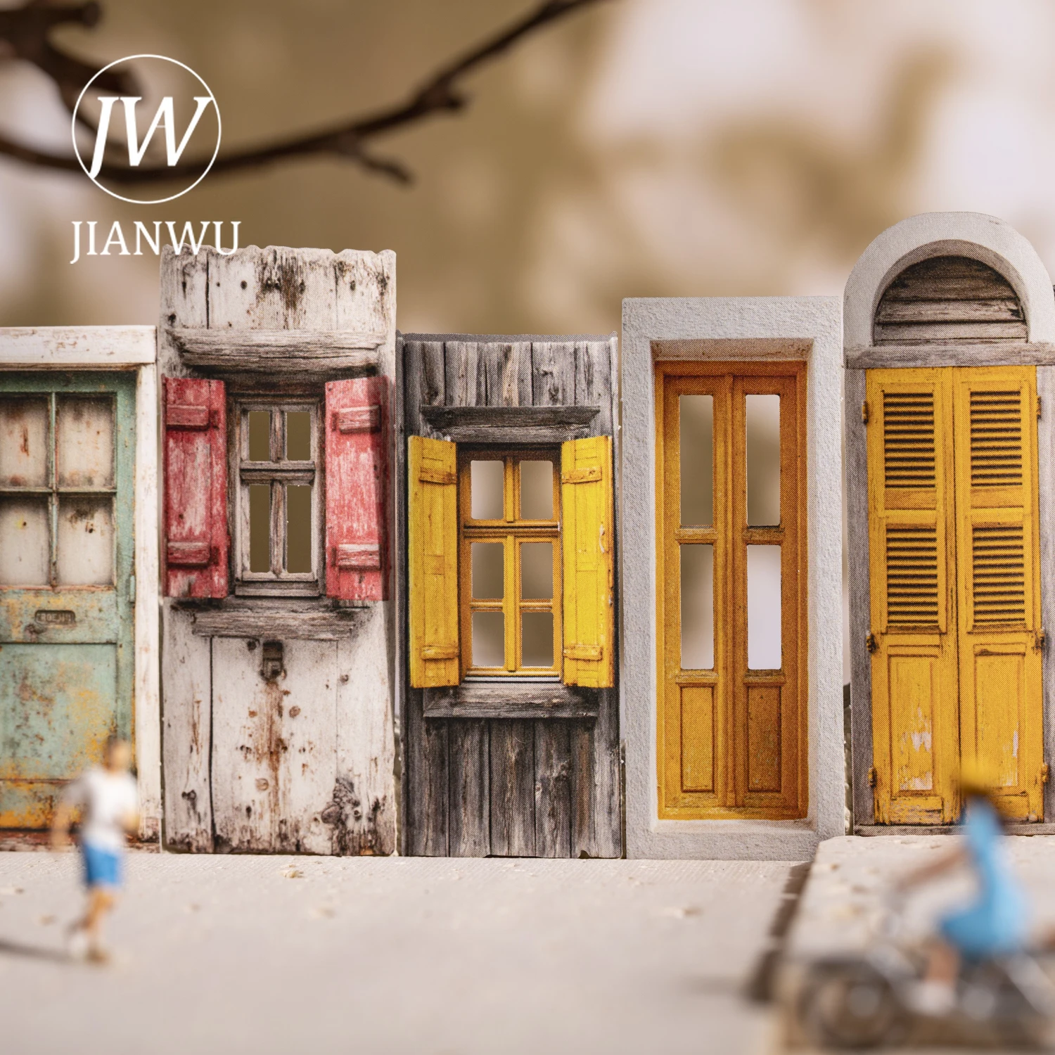 JIANWU Vintage Door Window Series Retro Hollow Window Landscape Material Collage Scrapbook Sticker Creative Journal Stationery