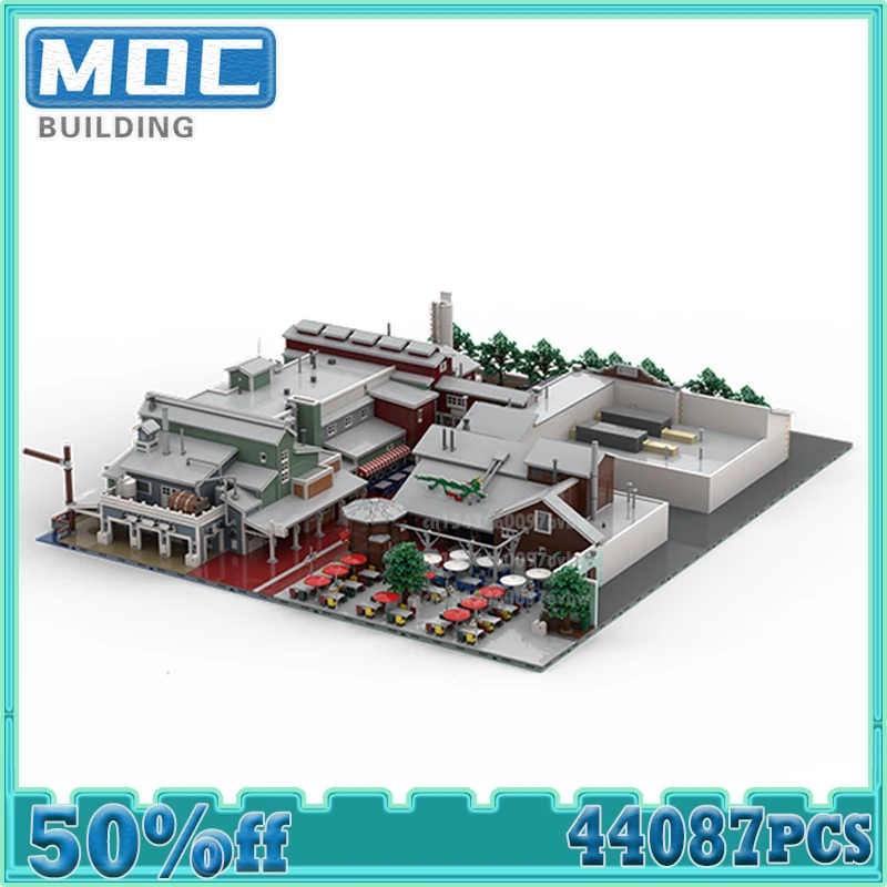 City Streetview Modular MOC Pacific Wharf Combined Set Building Blocks Technology Bricks Castle Model Birthday Gifts