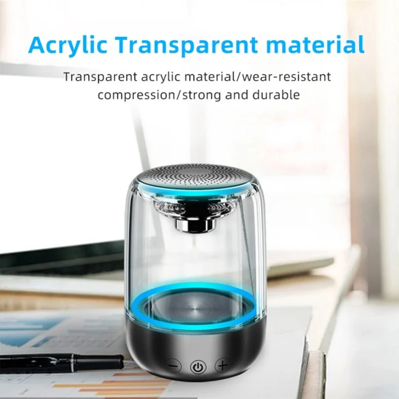 C7 Transparant Kristal Bluetooth-luidspreker Kleurrijke sfeer Lichtgevende draadloze luidspreker TWSBox 6Ddraagbare Bluetooth-luidspreker