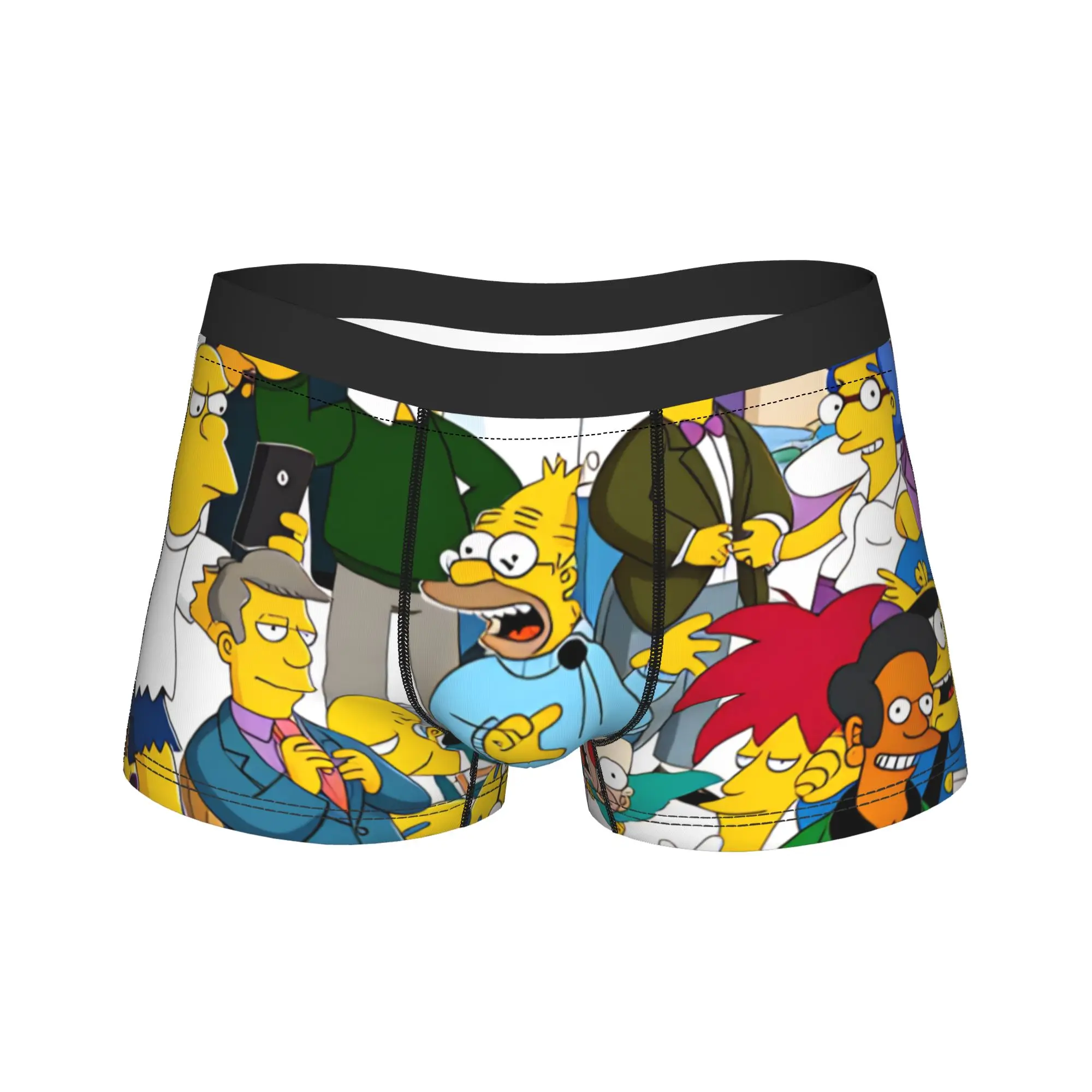 S-Simpsons Characters Group Portrait Underwear  Male Boxer Brief Funny Boxer Shorts Trenky Customs Plus Size Panties