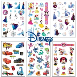 Disney-pegatinas de tatuaje de Princesa Sofía Stitch, unicornio, Frozen Cars, dibujos animados, regalo de cumpleaños para niños y niñas, 4 unids/set