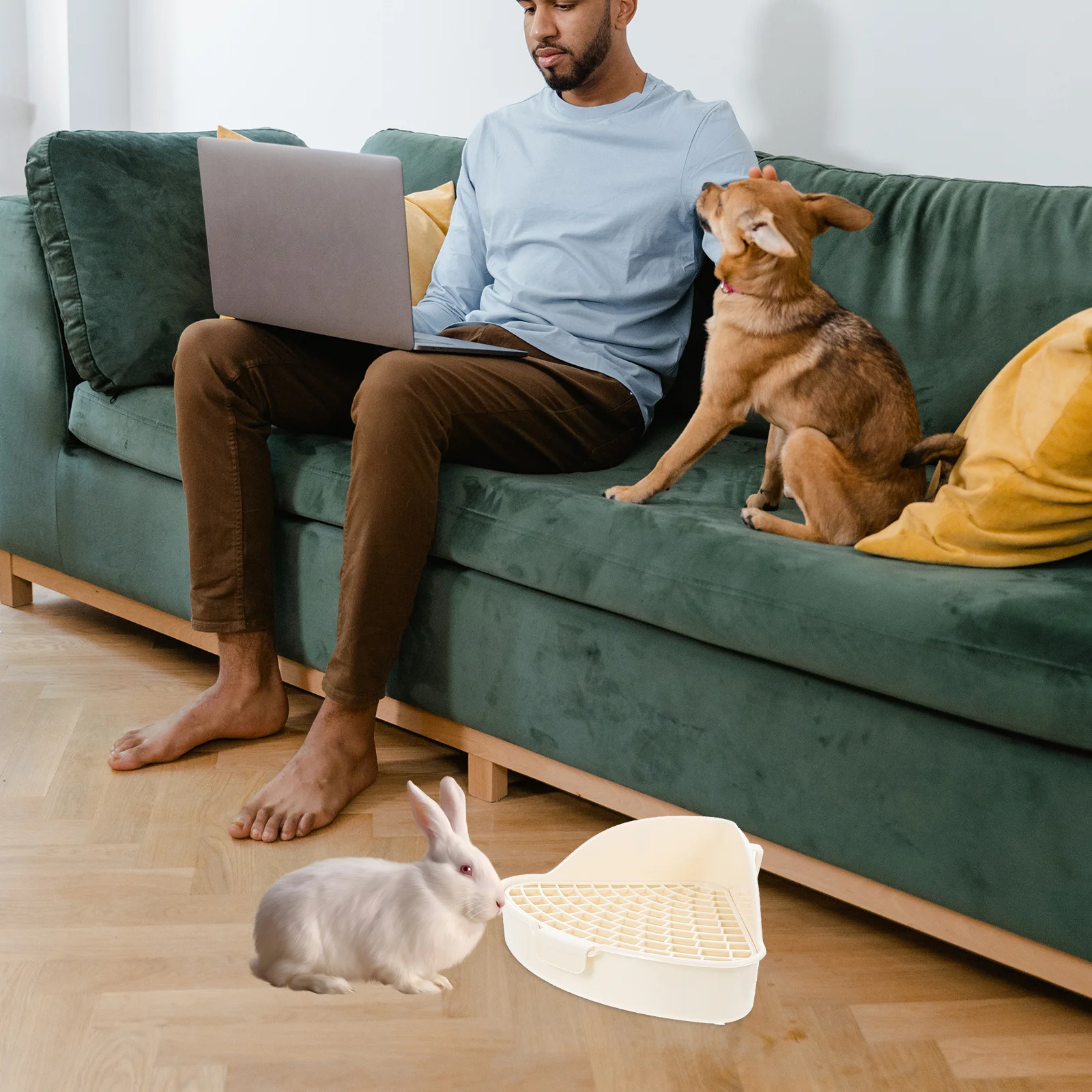 

Small Animals Litter Box Premium Pp Material Detachable Grids Easy Clean Rabbit Potty Trainer Guinea Pig Toilet Hamster