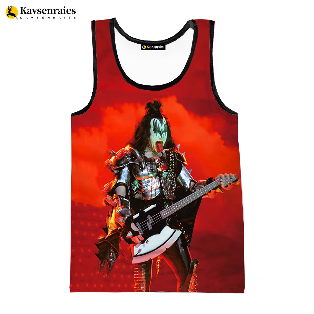 Kiss Band 3D Printed Tank Tops Men Summer Vest Women Casual Singer Kiss Band Sleeveless T-shirt Hip Hop Oversized Tops