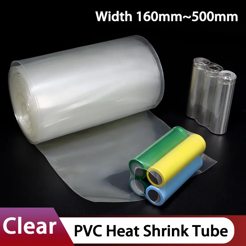 1~10m Transparent PVC Heat Shrink Tube 160mm~500mm 18650 Lipo Battery Cable Sleeve Lithium Insulated Film Wrap Case Protection