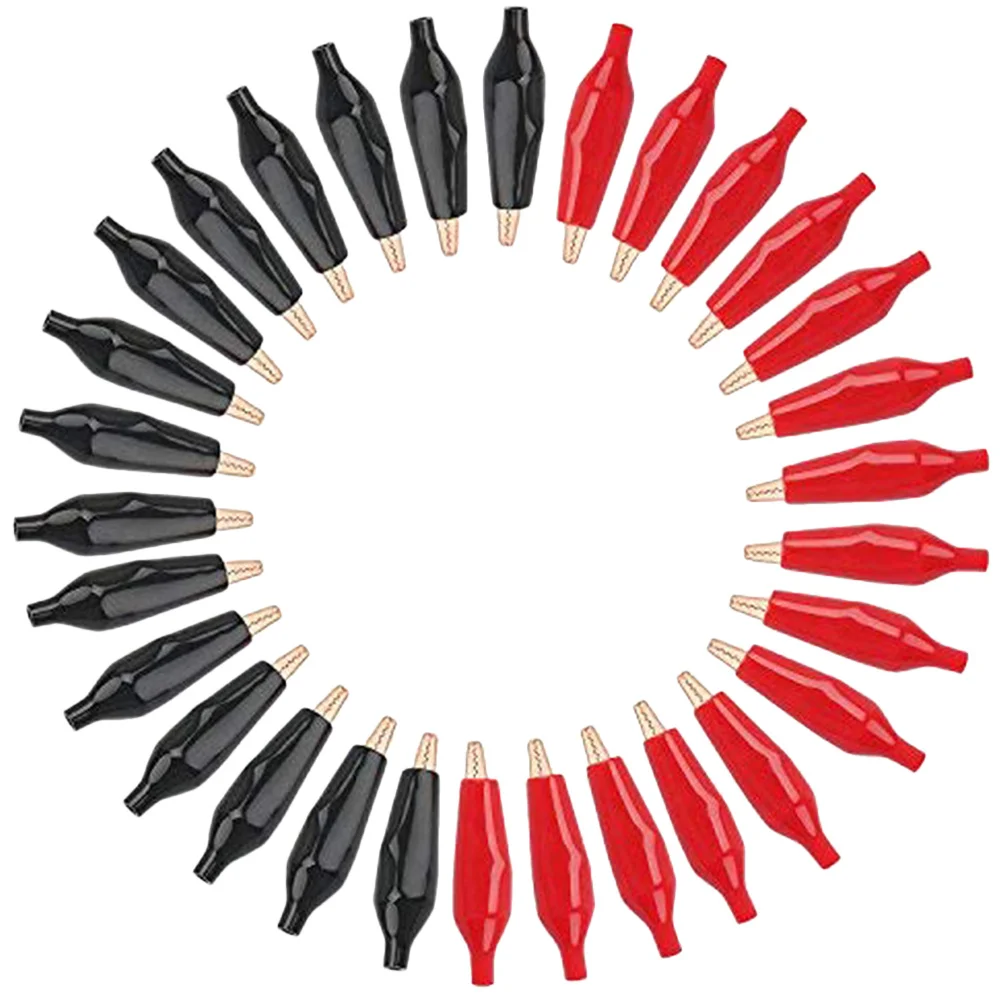 30 قطعة مشبك التمساح معزول سبائك المطاط المشبك الكهربائي لدغة قوية اختبار الكهربائية المشبك لدوائر دراجة نارية السيارة