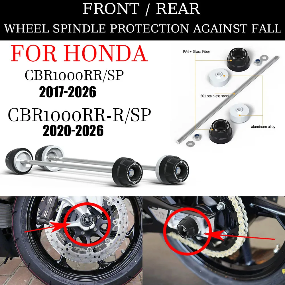 For Honda CBR1000RR-SP 2017-up CBR1000RR-R/SP 2020-up Front Rear wheel Protection Spindle Crash Protect Wheel Hub Anti-Collision