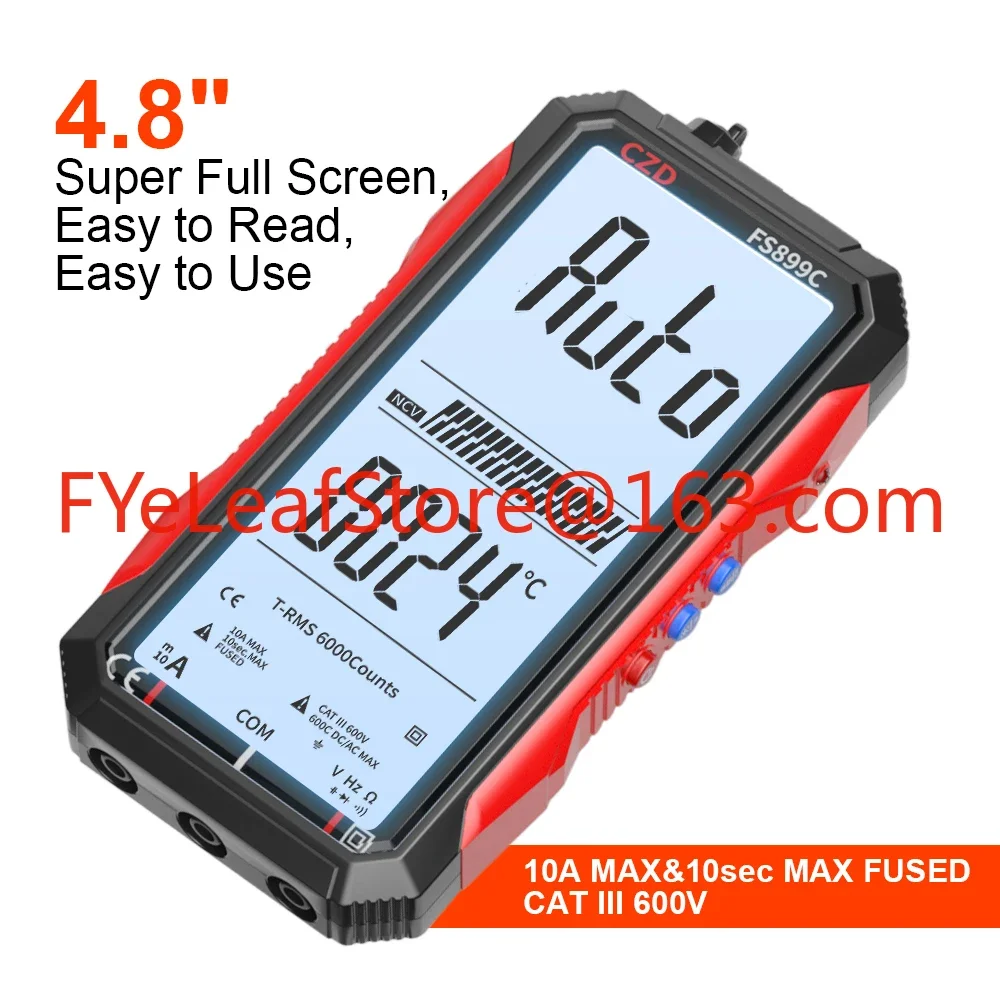 Super Full Screen Rechargeable Full Function 6000 Counts Auto Range Digital Multimeter as Non Contact Voltage Testers