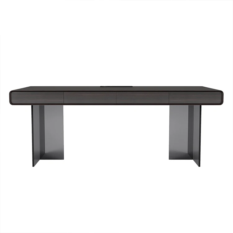 Simple and luxurious desk, acrylic legs, wooden surface office desk furniture, modern