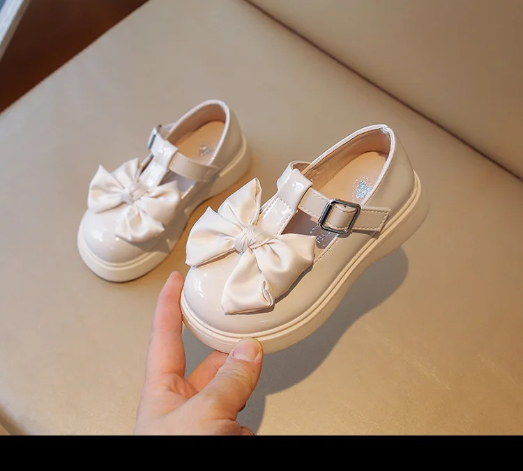 Fashion New Sweet Princess Casual Leather Shoes Bow Kids Round Head Spring Non-slip Children\'s Fashion Loafers Princess shoes