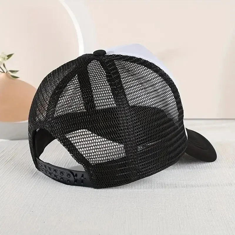 1pc Children\'s Mesh Print Baseball Cap Sun Protection Breathable Fashion Big Children\'s Peaked Cap Trucker Hat For Boys And Girl