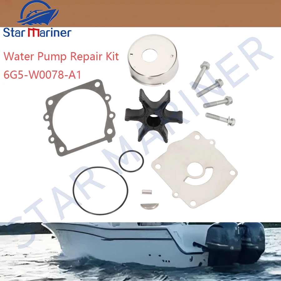 

Water Pump Repair Kit 6G5-W0078-A1 For Yamaha 2-Stroke 150 175 200 225 HP Outboard Motor 6G5-W0078-00 6G5-W0078-01 6E5-44352