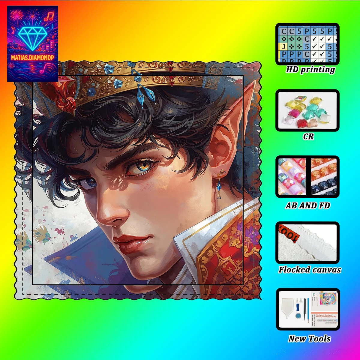 

【MATIAS DIAMOND ART】Красивый принц Смола Алмаз AB Алмазный кристалл Алмазная фея Пил Алмазная картина