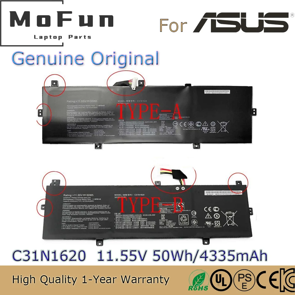 

Brand New Original C31N1620 11.55V 50Wh Laptop Battery for ASUS ZenBook UX430 UX430UQ U4100UQ Pro PU404 PU404UF